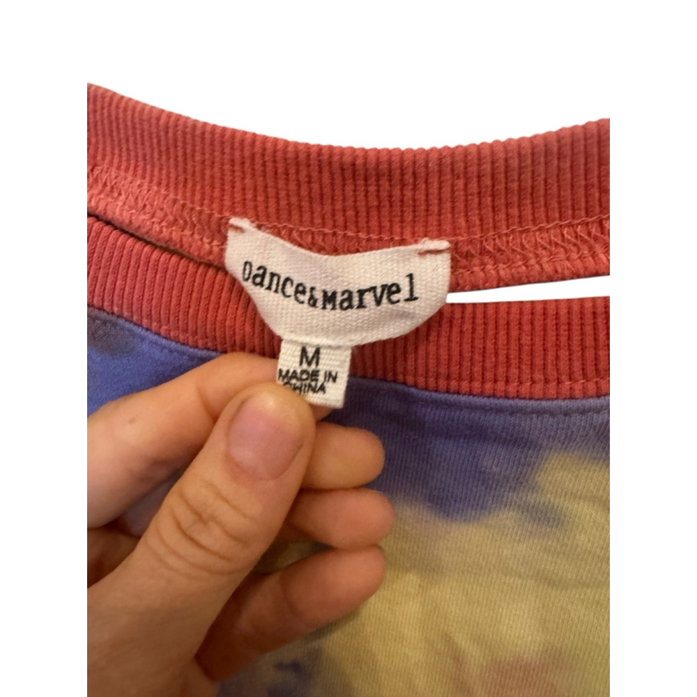 Dance & Marvel Tie-Dye Cropped Sweatshirt M Red Blue Yellow - Picture 2 of 3